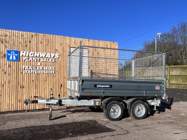 New Indespension -8'1 X 5'3 Electric Rear Tipper Trailer With Mesh Sides (2700KG) - Image 2